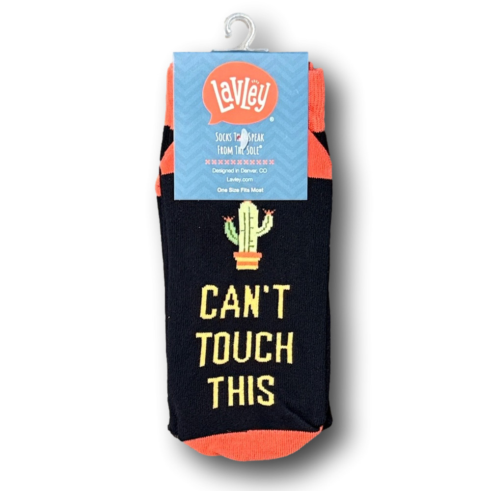 3/$18 Cactus Plant "Can't Touch This" Funny Novelty Crew Socks - NWT